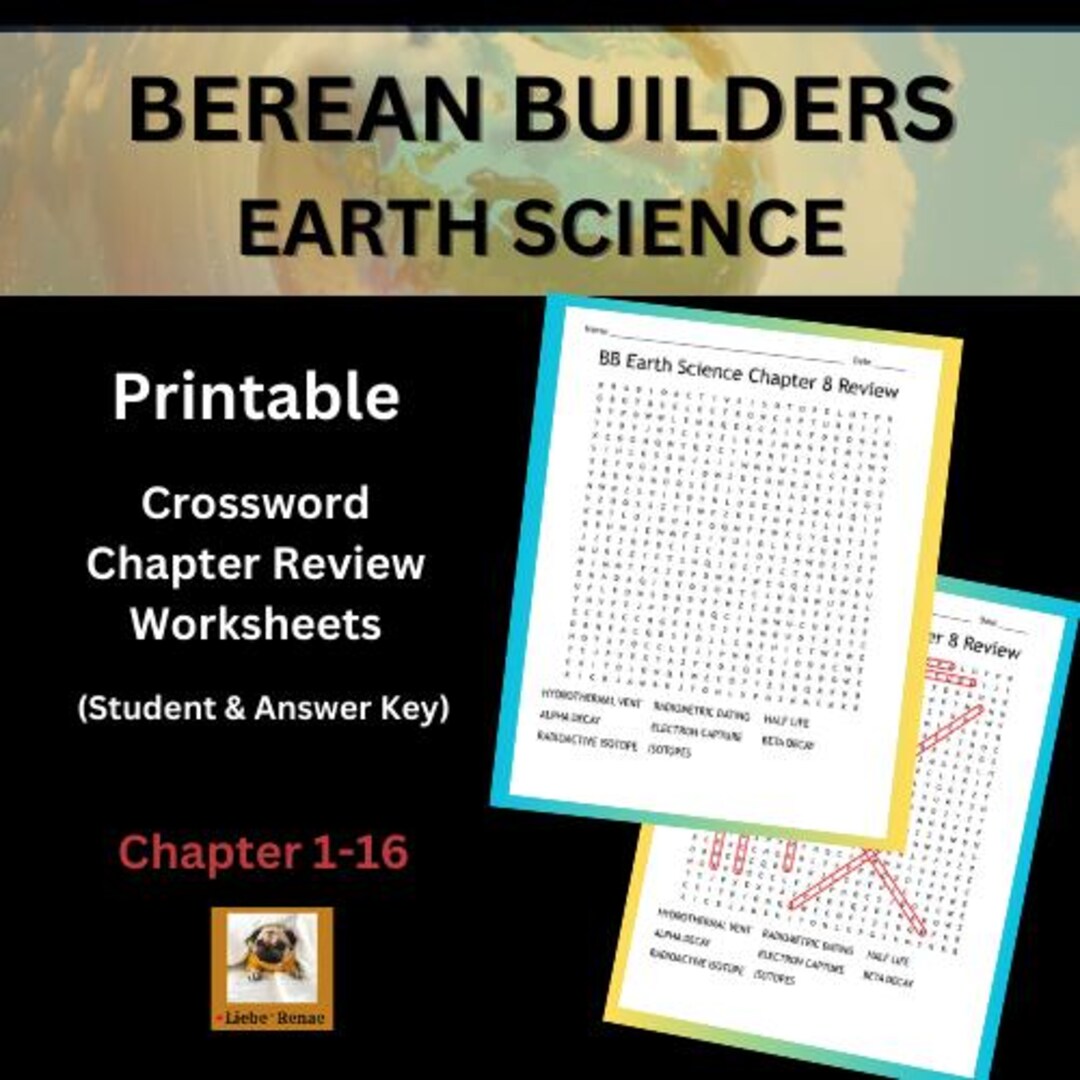Berean Builders Earth Science Chapter 1-16 Review Crosswords Student & Answer Sheet - Etsy