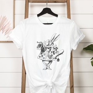 White Rabbit T-Shirt, Alice in Wonderland, Alice Wonderland Tee, Alice White Rabbit, Vintage Vibes, Shirts For Women, Mom Tee, Rabbit Lover
