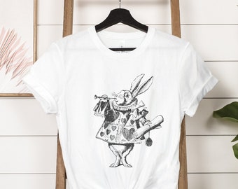 Alice in Wonderland White Rabbit T-Shirt, Vintage Style