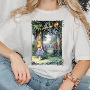Classic Alice in Wonderland Shirt, Alices Adventure in Wonderland Shirt, Cheshire Cat Tee Shirt, Vintage Illustrations, Lewis Carroll Shirt
