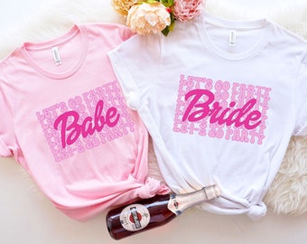 Bride Babe Bachelorette Party Shirt, Retro Bride Babe T Shirt, Matching Pink Bridesmaid Party Tee, Bridal Shower Shirt, Bride To Be Shirts