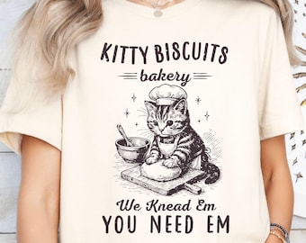 Kitty Biscuits T-Shirt: Funny Cat Baker Gift, Cat Lover Shirt