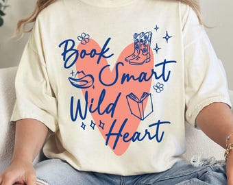 Book Smart Wild Heart Shirt, Western Romance Reader T-Shirt, Bookish Coquette Graphic Tee