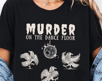 Funny Murder of Crows Shirt, Vintage Raven Shirts, Witchy Crow Tshirt, Dark Academia Gift, Bird Lover Gifts, Retro Summerween Graphic Tee
