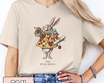 White Rabbit T-Shirt, Classic Alice in Wonderland Bookish Gift