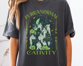Halloween Cat Shirt, Spooky Black Cat Tshirt, Cat Lover Gift, Spooky Season Mom Shirts, Vintage Witchy Fall T Shirt, Cute Cats Tee Shirts