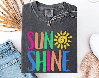 Comfort Colors Sunshine Beach Graphic Tee, Vintage 90s Retro Style