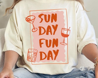 Sunday Funday Brunch Shirt, Retro Cocktail Comfort Colors Graphic Tee