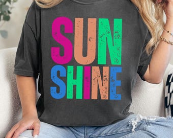 Retro Sunshine Shirt, Colorful Summer Vibe Comfort Colors T-Shirt