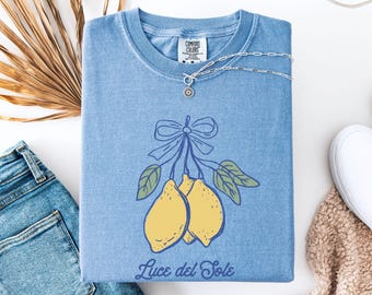 Coquette Lemon Bow Shirt, Italian Summer Comfort Colors Tee