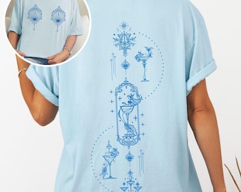 Mermaid Martini Comfort Colors Tee, Celestial Bachelorette Beach Shirt