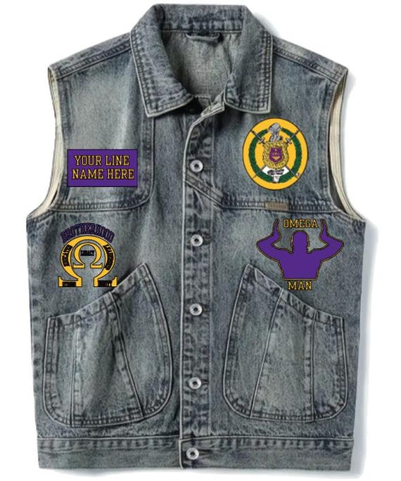 Omega Psi Phi Custom Jean Vest Jacket, Personalized Omega Psi Phi 1911 Fraternity Vest, Divine Nine Greek Apparel for Him, Omega Greek gift