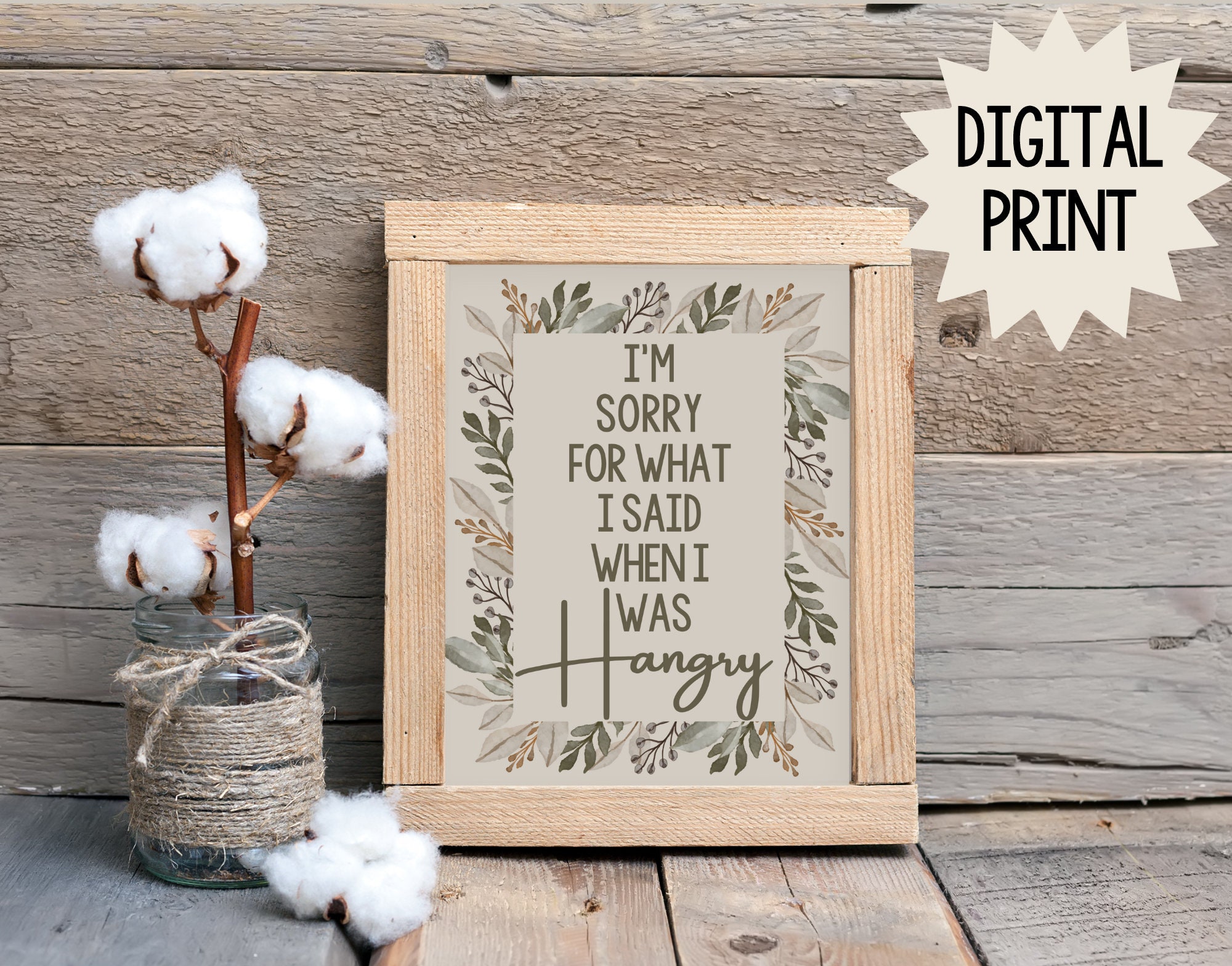 Funny Kitchen Sign DIGITAL DOWNLOAD Kitchen Wall Decor Hangry Sign ...