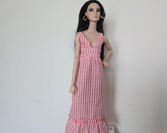 Handmade Fashion Royalty Doll Dress: Elegant Outfit for 12-inch Dolls
