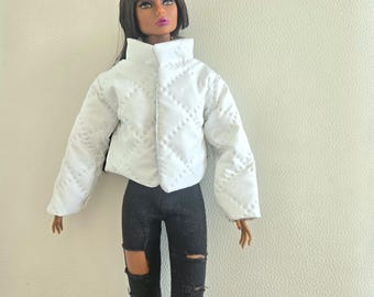 Miniature Quilted Bomber Jacket for 1/6scale dolls  Handmade Doll Clothes - Streetwear dolls Outerwear