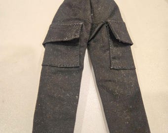 Miniature Black Cargo Pants – Y2K Doll Outfit, 12-inch Fashion Doll