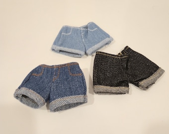 Handmade Denim Doll Shorts – Cuffed Jeans for 1/6 Scale Dolls