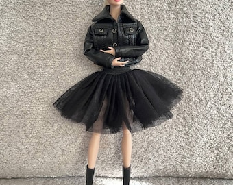 luxury handmade fashion doll royalty dress 12 inch doll smart doll clothes leather jacket