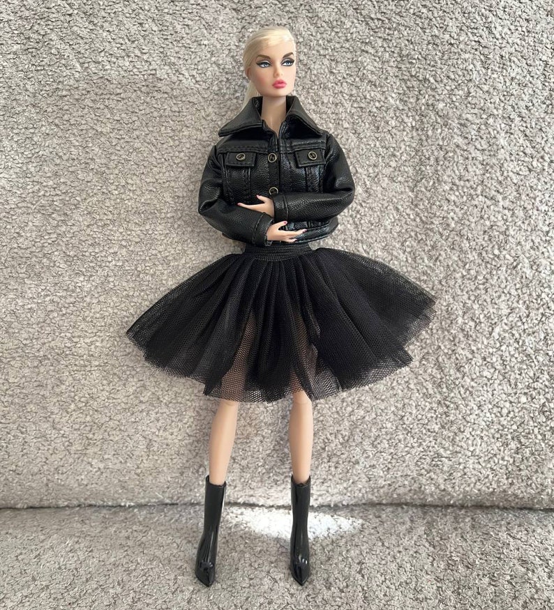 luxury handmade fashion doll royalty dress 12 inch doll smart doll clothes leather jacket image 1