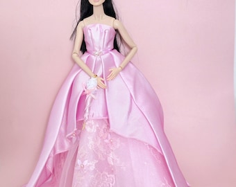 Handmade Pink Couture Doll Dress: Fashion Royalty, Smart Doll Clothes