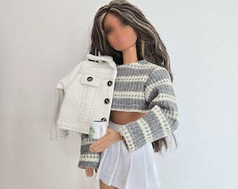 fashion royalty outfit for 12inch dolls,dolls leather jacket
