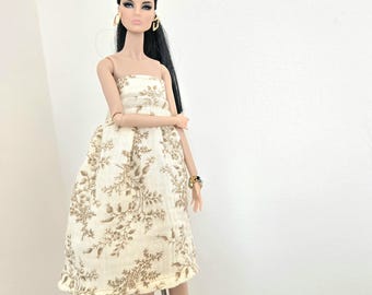 Miniature Summer Dress for 1/6 Fashion Doll: Handmade Collector Outfit