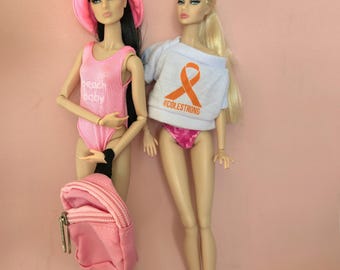 Fashion Royalty Doll Outfit: Beach Swimsuit & T-Shirt for 30cm Dolls