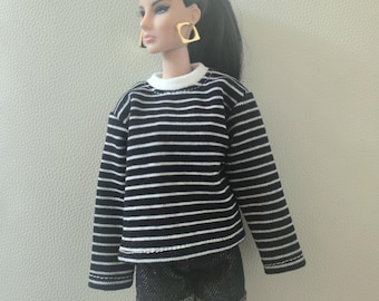 Striped Knit Doll Sweater – 1/6 Scale Fashion Doll Clothes