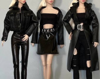 Fashion royalty dolls leather jackets smart doll clothing