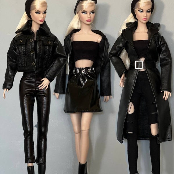 Fashion royalty dolls leather jackets smart doll clothing