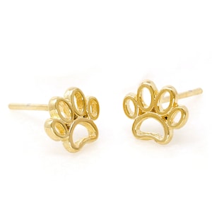 Gold Filled Tiny Cute Dog Paw Earrings, Dog Lover Jewelry Gift For Her, Gifts For Pet Lovers, 14K Gold Filled Dog Paw Stud Earrings