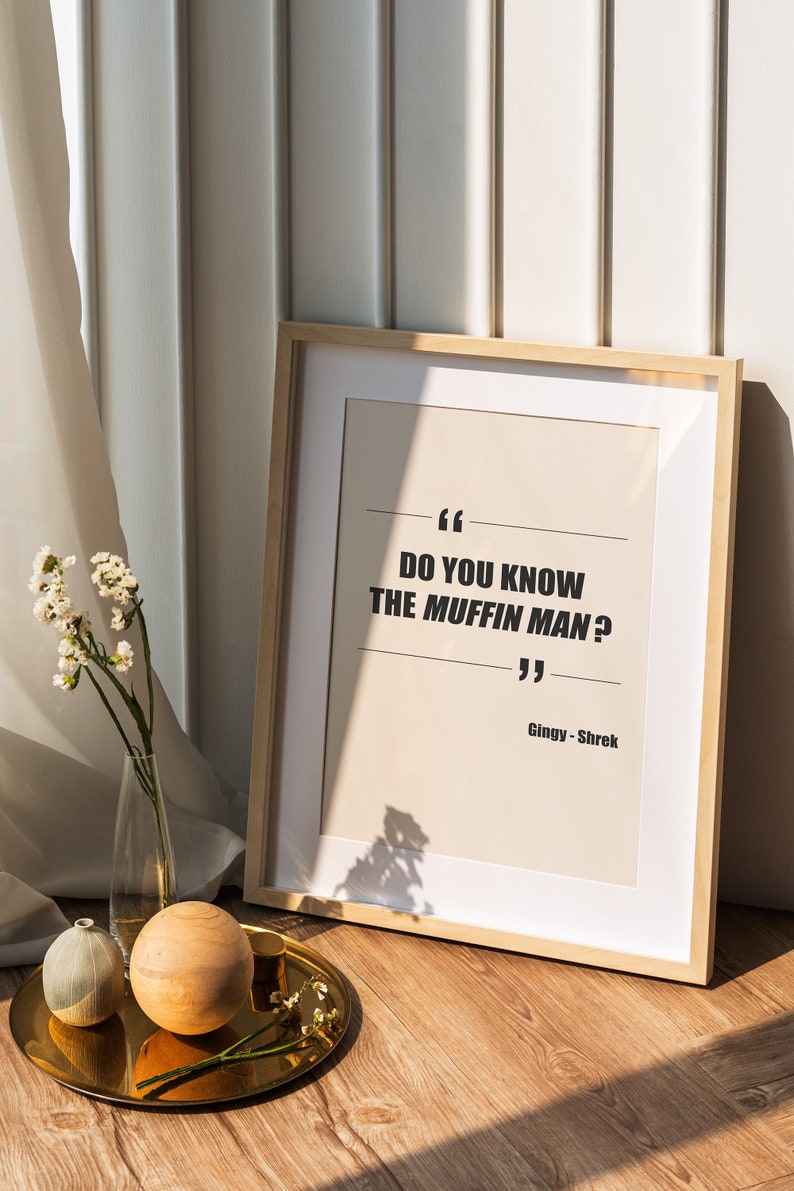 Quote Shrek | Do You Know the Muffin Man | Gingy | TV Poster | Vintage Retro Art | Minimalist ...