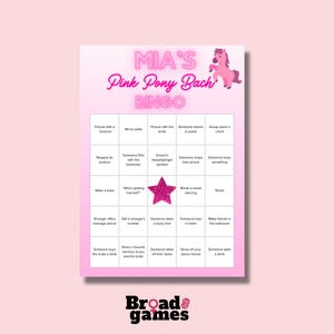 Pink Pony Bachelorette Bingo - Printable Party Game | Fun & Flirty Bachelorette Activity | Instant Download PDF