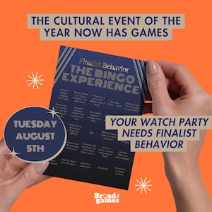 Finalist Behavior Culture Awards Watch Party Bingo + Drinking Game | Printable Bingo Cards for Aug 5 | Las Cultch Pop Culture Game Night