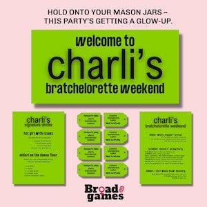 Göre Junggesellinnenabschied Dekor | Espresso Martini druckbare Schilder, Reiseplan, Getränkekarte, Banner | Digital Charli XCX Ästhetik