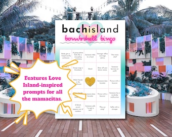 Island Love Bachelorette Bingo-spel: Rolig tjejkvällsfest (utskrivbar PDF)