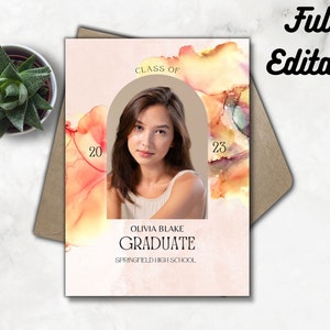 Graduation Party Announcement, Editable Graduation Invitation, Printable Graduation Template, Customizable Grad announcement, Personalize