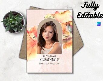 Anuncio de fiesta de graduación, invitación de graduación editable, plantilla de graduación imprimible, anuncio de graduación personalizable, personalizar