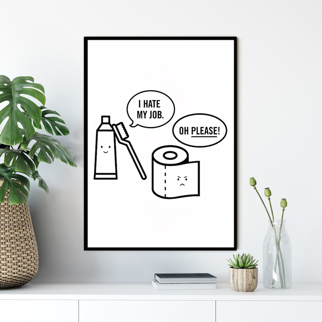 Toilet Roll Toothpaste Joke Funny Bathroom Prints Home Wall Etsy