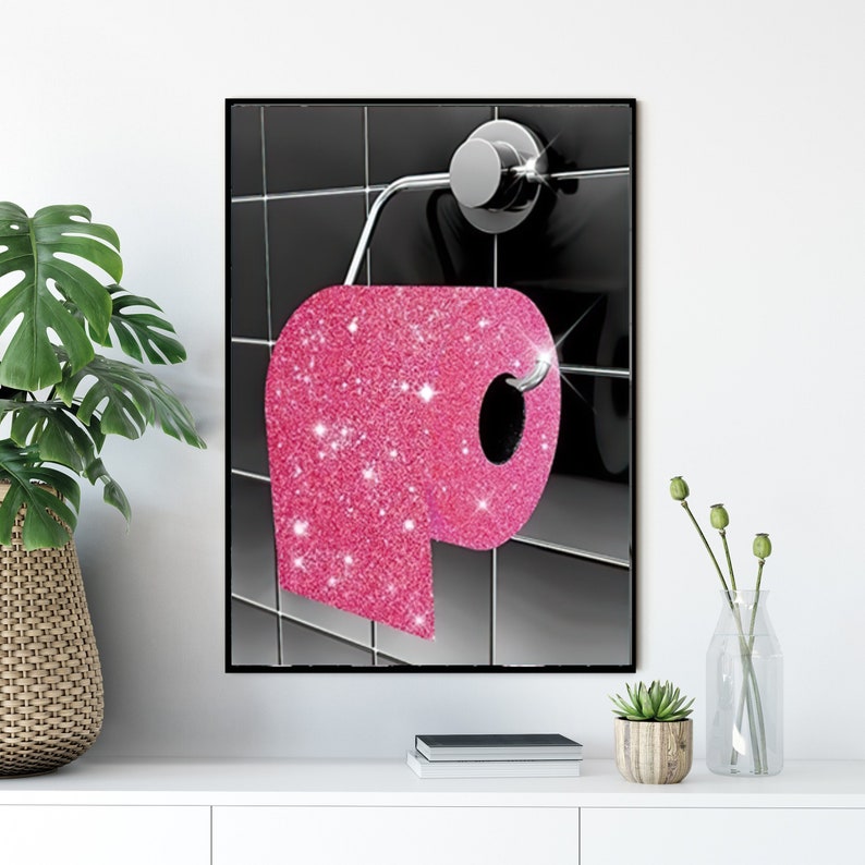 Pink Glitter Toilet Bathroom Set of 6 Prints Home Wall Art Etsy UK