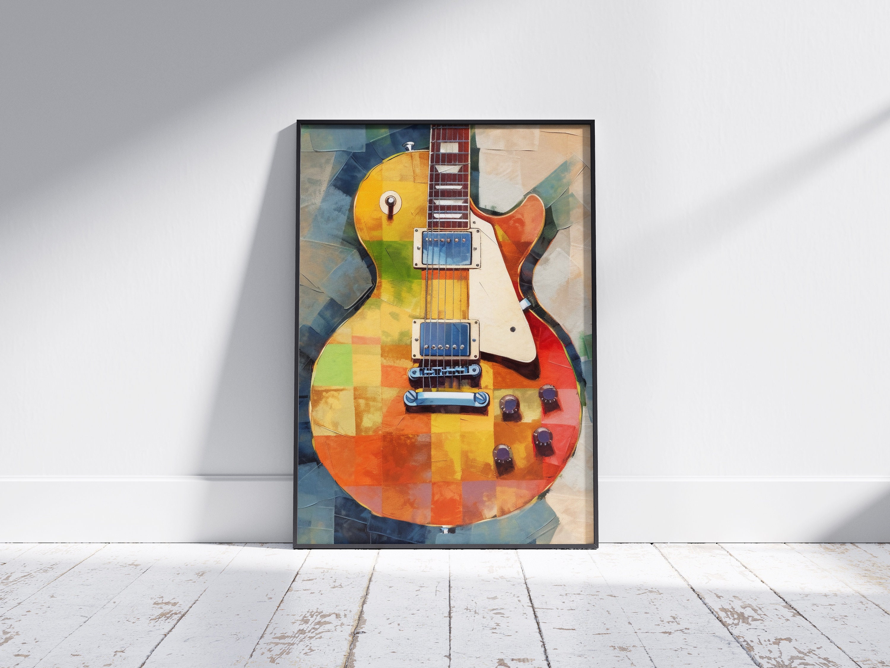 Les Paul Guitar Gibson Oil Painting (oil Painting Instrument, Neutral ...