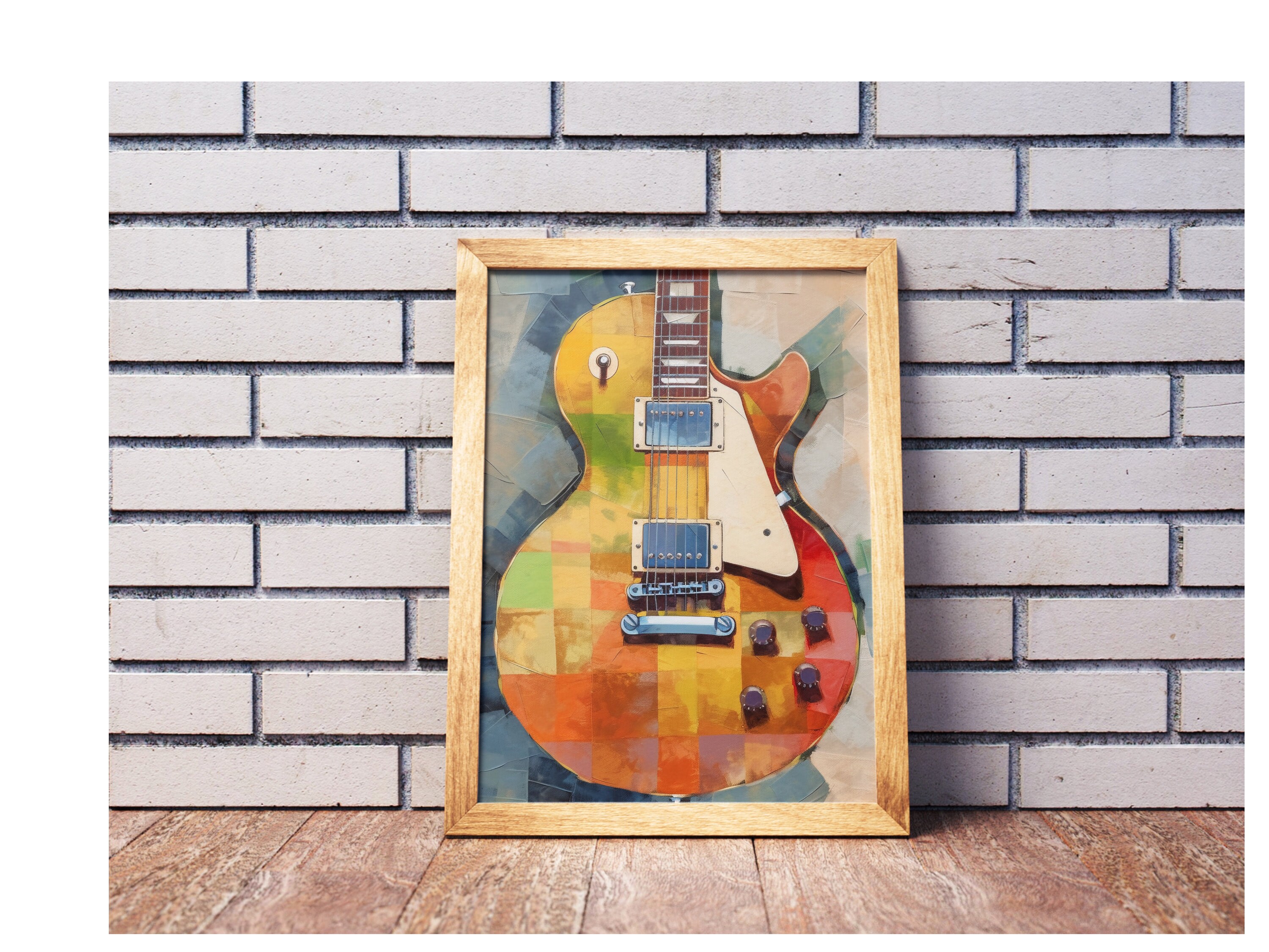 Les Paul Guitar Gibson Oil Painting (oil Painting Instrument, Neutral ...