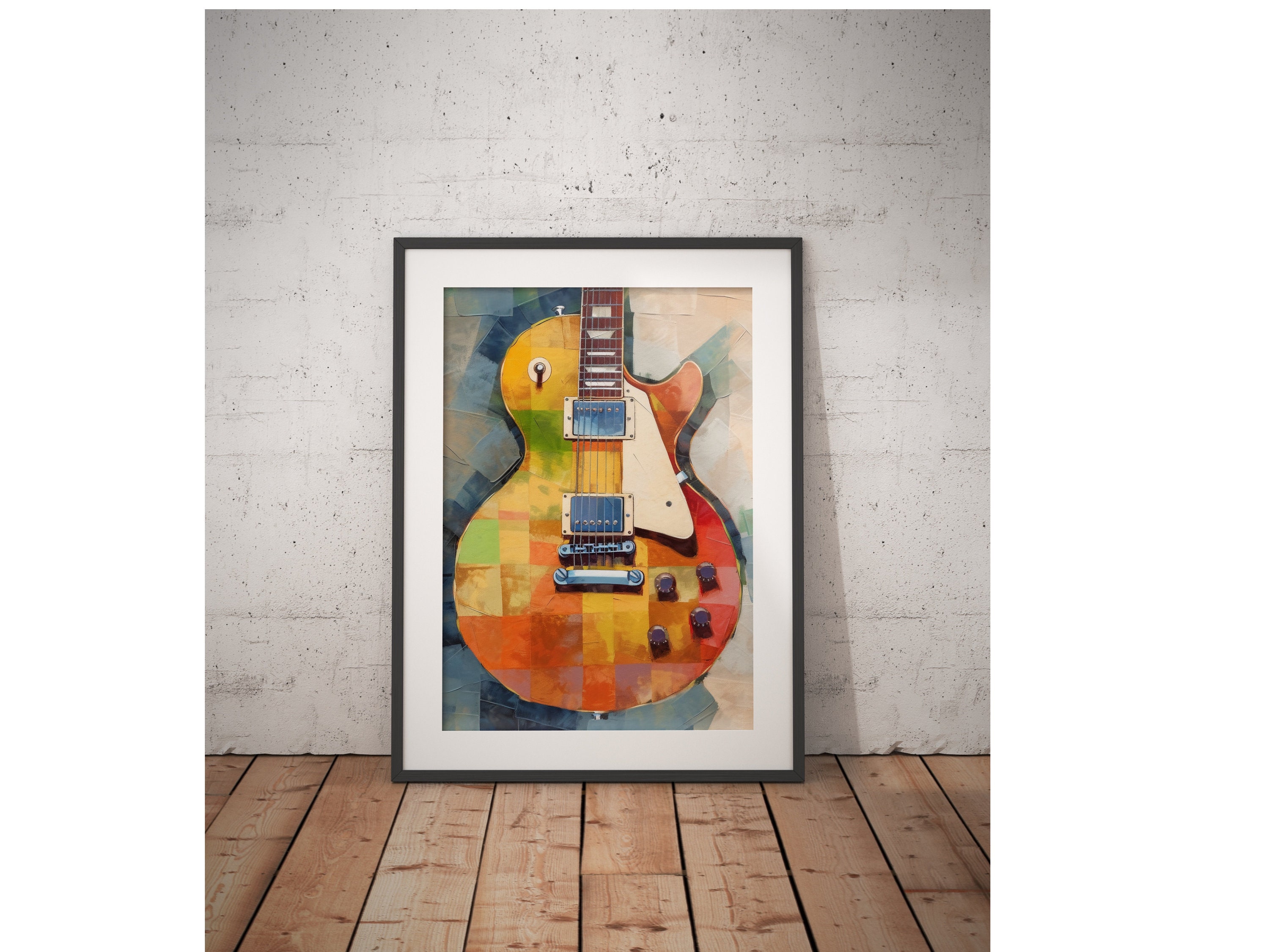Les Paul Guitar Gibson Oil Painting (oil Painting Instrument, Neutral ...
