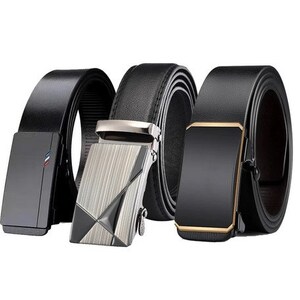 Men Leather Belt Metal Automatic Buckle Brand Luxury Belts for Men Famous Work Business Black PU Strap,90