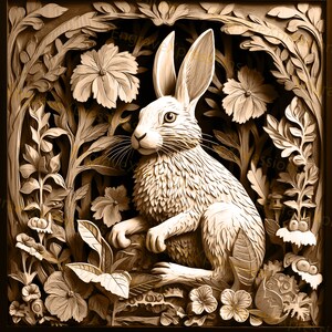 Gravure laser PNG | illusion 3D | Graver | Prêt pour le laser | Fichier Lightburn | Fichier de conception numérique | Oeuf de fleur de lapin - Lapin de Pâques mignon 2