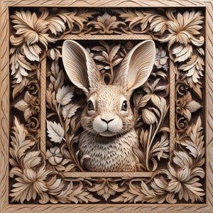 Laser brennen PNG | 3D Illusion | Gravieren | Laser Ready | Lightburn File | Digitale Designdatei | Hase Blumen Ei - Süßer Osterhase 10