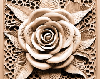 Archivo de grabado láser de rosa 3D: Diseño floral Lightburn (PNG, SVG)