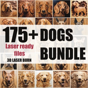 Hund Bundle Laser brennen Gravieren PNG Dateien | 3D Illusion | Gravur | Lightburn, X-WERKZEUG, Glowforge, K40 CO2, CNC, Haustier, Welpe Hunderassen