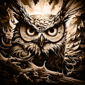 Laser brennen PNG | 3D Illusion | Gravieren | Laser Ready | Lightburn File | Digitale Designdatei | Eule