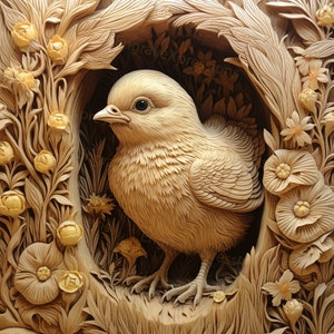 Laser brennen PNG | 3D Illusion | Gravieren | Laser Ready | Lightburn File | Digitale Designdatei | Frühlingsblume - Ei Huhn, Osterküken 7